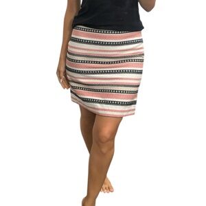 Loft Striped Pink and Black Women's Skirt size 8